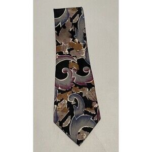 Oricci Men's Necktie Imported Silk from Italy Abstract Design Black-Blue-Mauve